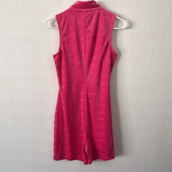 SKIMS Logo Pink Romper Onesie Sleeveless Velour Size Small - Picture 6 of 6